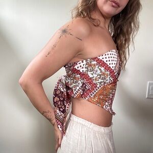 Altar'd State Multi-Color Patchwork Strapless Bandana Top